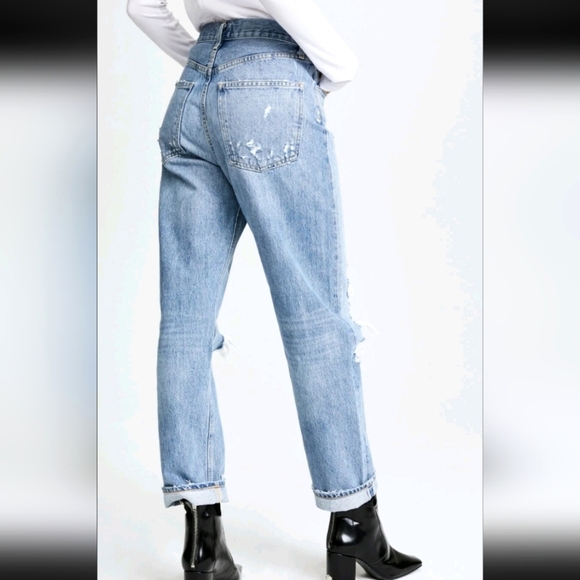 Agolde 90's jeans women size 25 baggy straight buttonfly distressed High rise - Picture 16 of 16